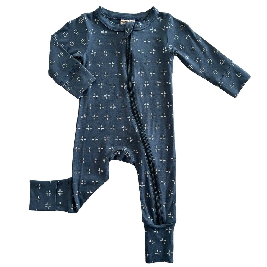 Girl SpearmintLOVE | 2-Way Convertible Zip Romper, Steel Blue Geo