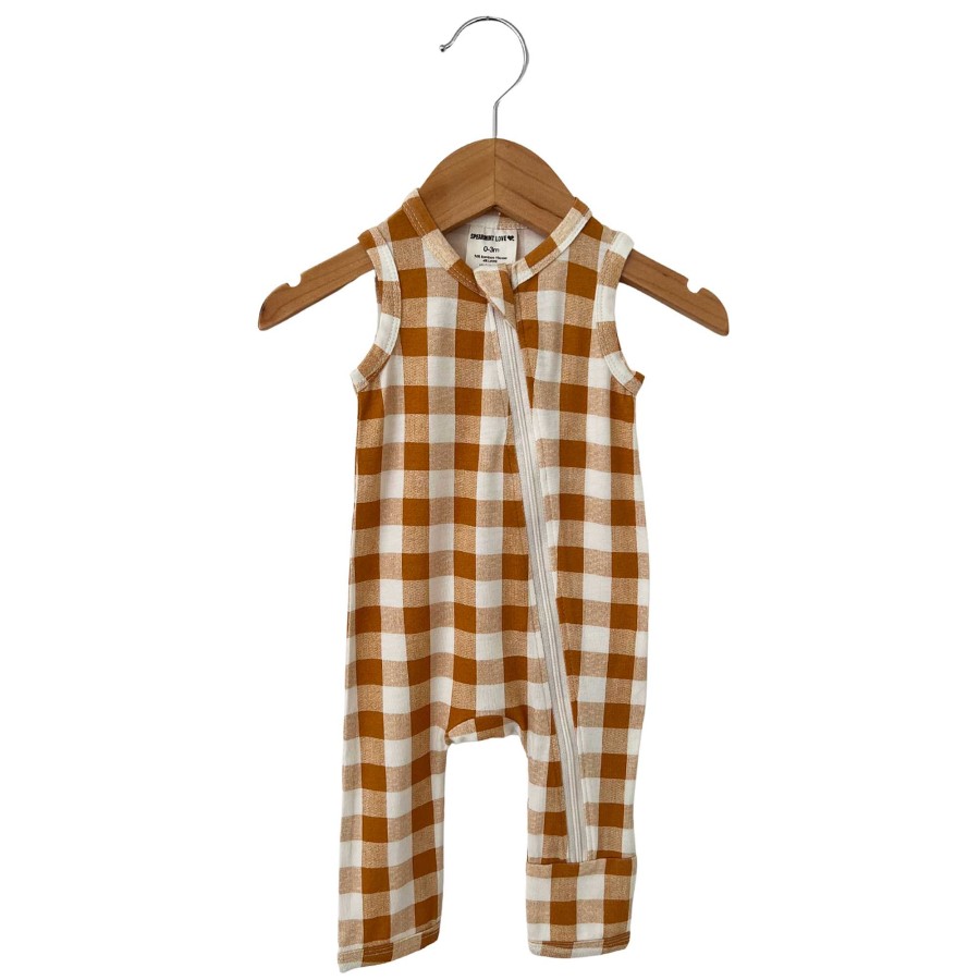 Boy SpearmintLOVE | Sleeveless Zip Romper, Tuscany Plaid