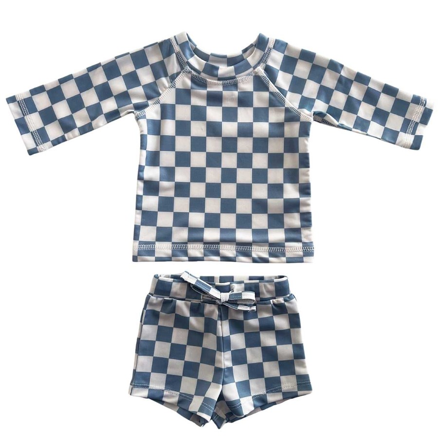 Boy SIIX Collection | Blueberry Muffin Checkerboard / Mar Rashguard Set / Upf 50+