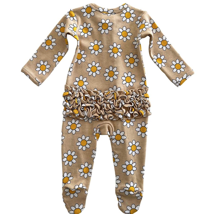 Girl SIIX Collection | Daisy Pop Biscotti / Organic Frill Zip Footie