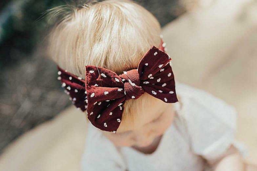 Girl Baby Bling Bows | Knot Bow, Burgundy Shabby Dot