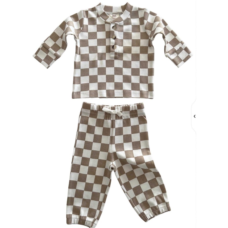 Boy SIIX Collection | Tiramisu Checkerboard / Organic Wells Top + Pant Set