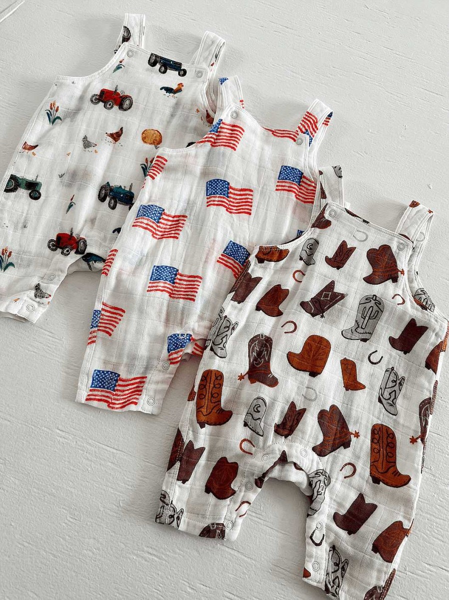 Girl Angel Dear | Muslin Overall, American Flag