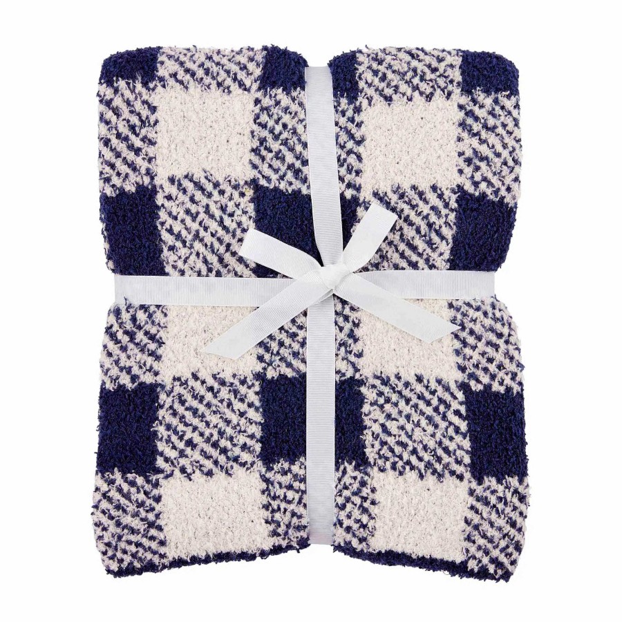 Baby Stuff Mud Pie | Chenille Blanket, Navy Check