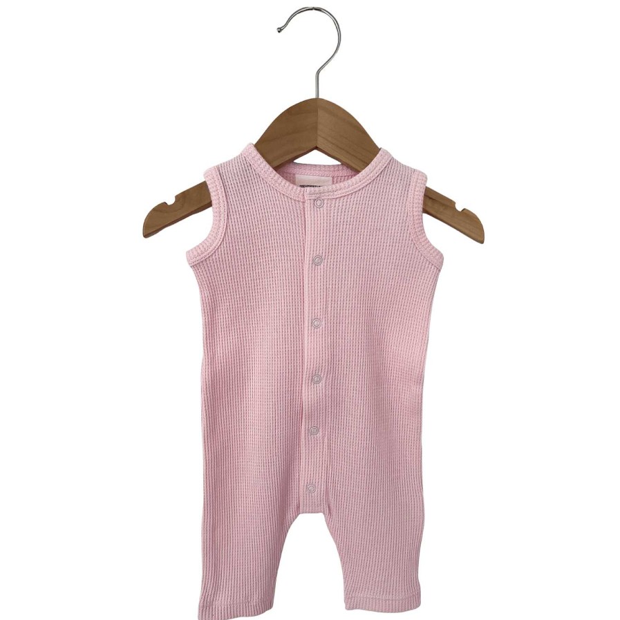 Girl SpearmintLOVE | Organic Waffle Easy Romper, Blush