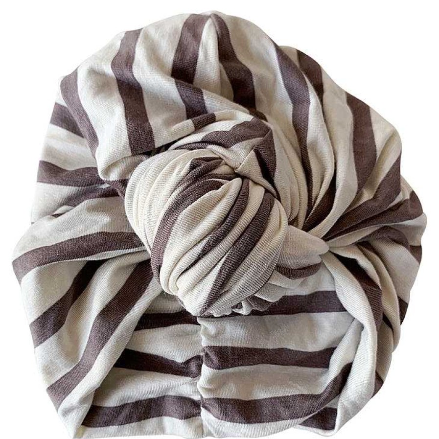 Girl Eyee Kids | Knot Turban, Taupe/White Stripe