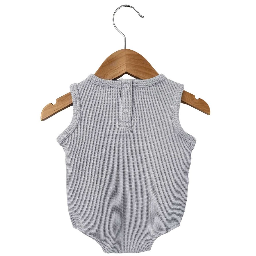 Girl SpearmintLOVE | Organic Waffle Bubble Romper, Silver