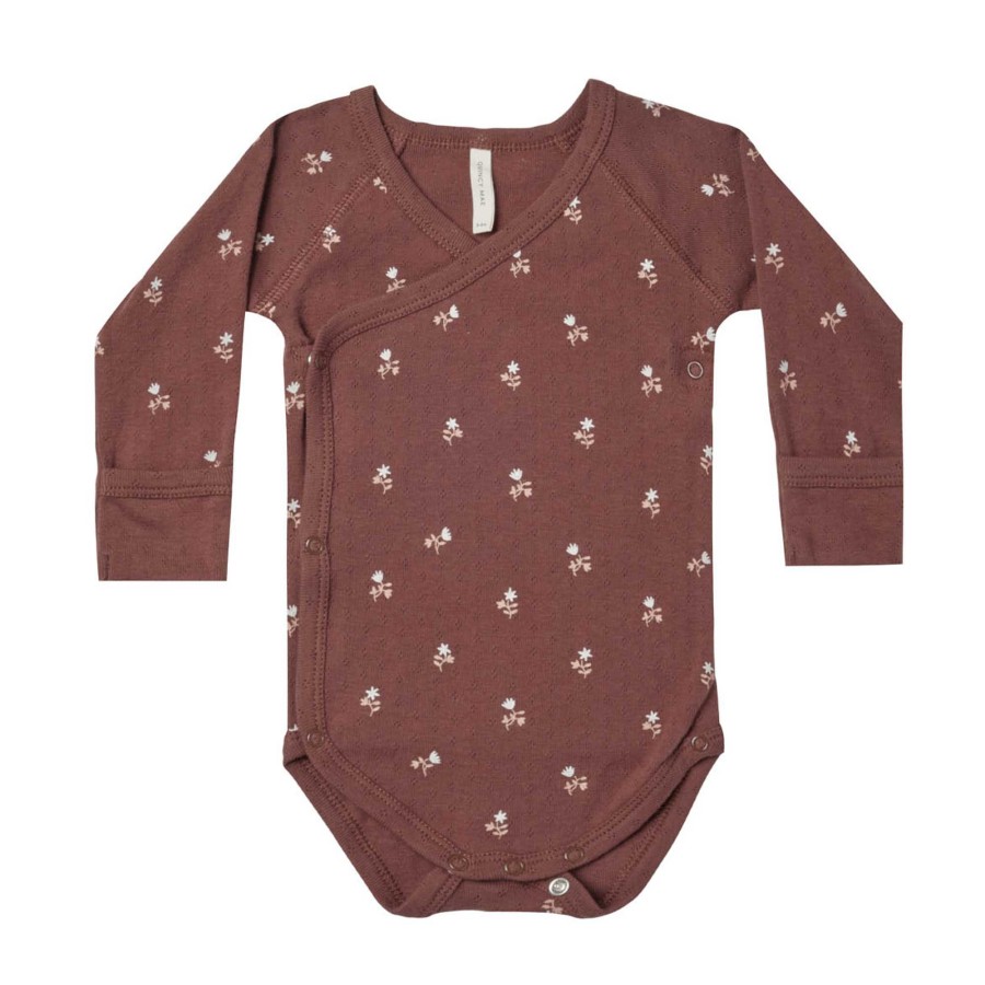 Girl Quincy Mae | Organic Side-Snap Bodysuit, Plum Fleur