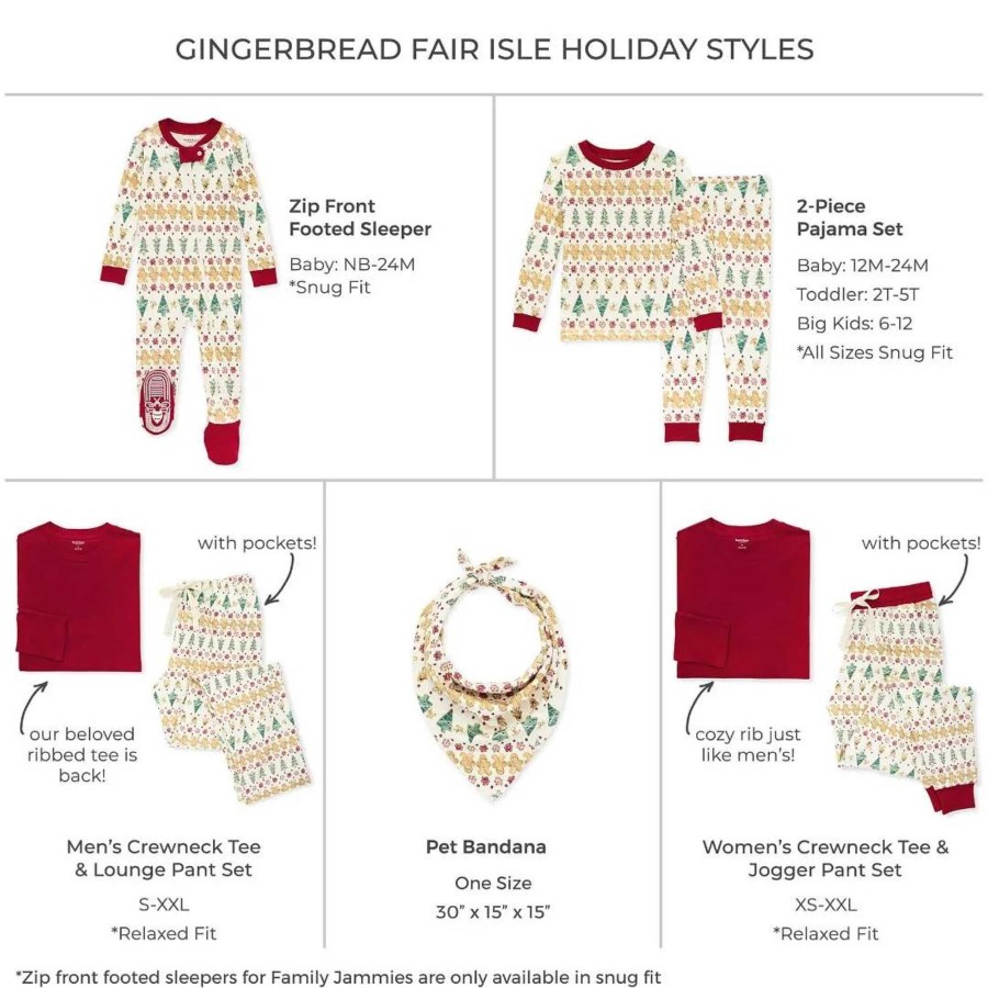 Girl Burt's Bees Baby | Adult Men'S Tee & Lounge Pant Pajama Set, Gingerbread Fair Isle