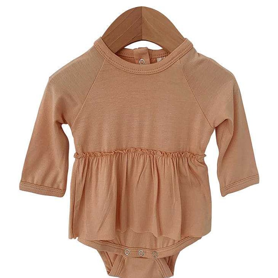 Girl SpearmintLOVE | Long Sleeve Skirted Bodysuit, Nude