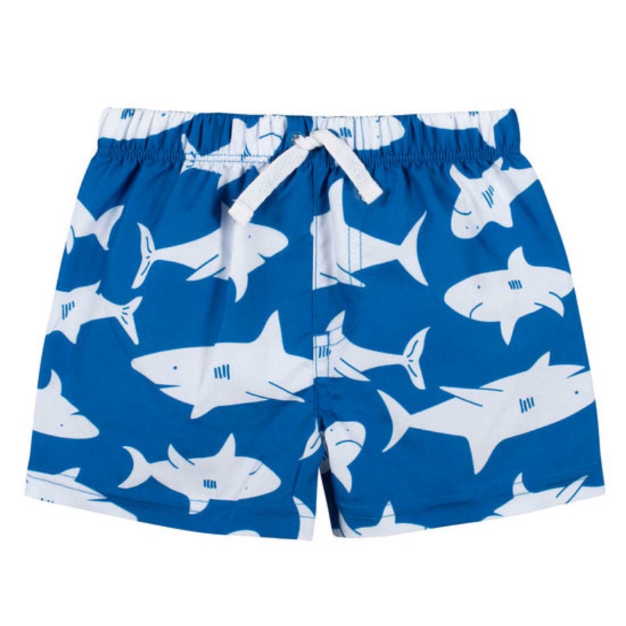 Boy Gerber Childrenswear | Rash Guard & Swim Trunks Set, Shark Zone