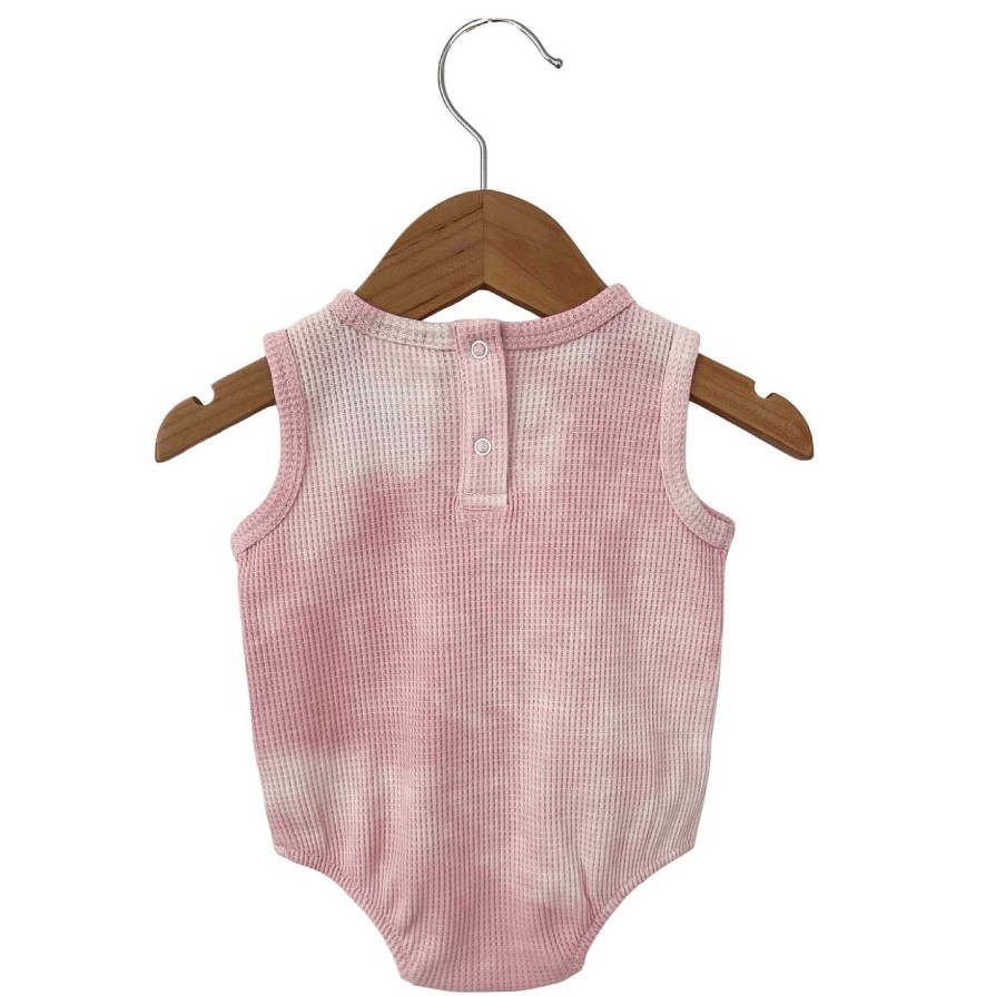 Girl SpearmintLOVE | Organic Waffle Bubble Romper, Ballet Pink Tie Dye