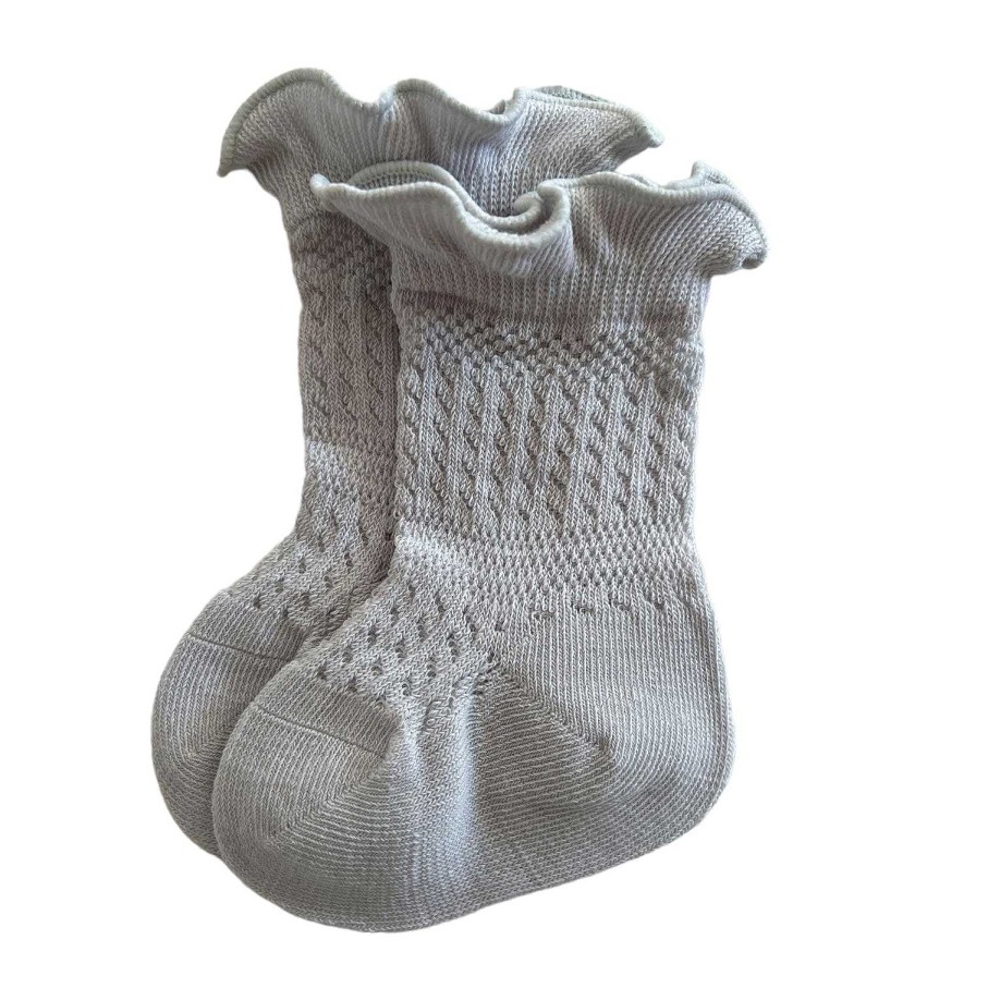 Accessories Sold by SpearmintLOVE | Ruffle Knit Socks, Grey