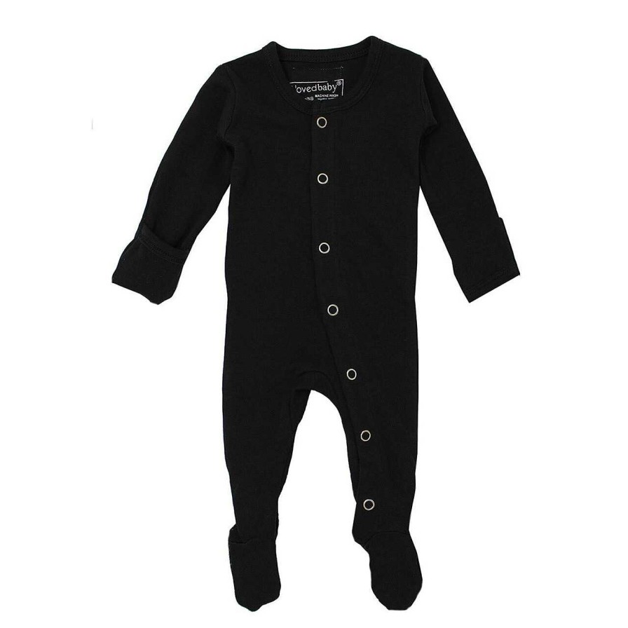 Girl L'ovedbaby | Organic Snap Footed Romper, Black