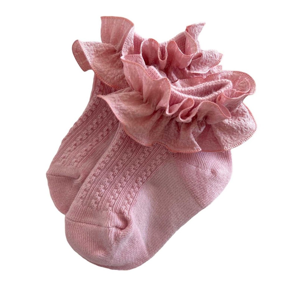 Accessories Sold by SpearmintLOVE | Scrunchie Ruffle Socks, Pink