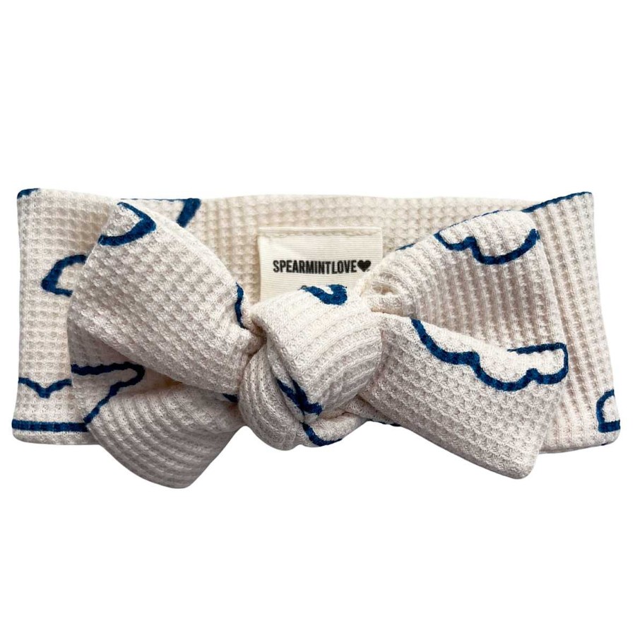 Girl SpearmintLOVE | Organic Waffle Knot Bow, Cloud