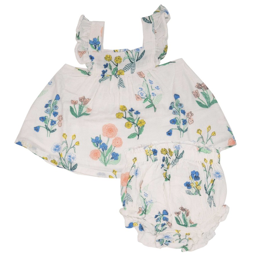 Girl Angel Dear | Butterfly Sleeve Pinafore Top & Bloomer, Urban Floral