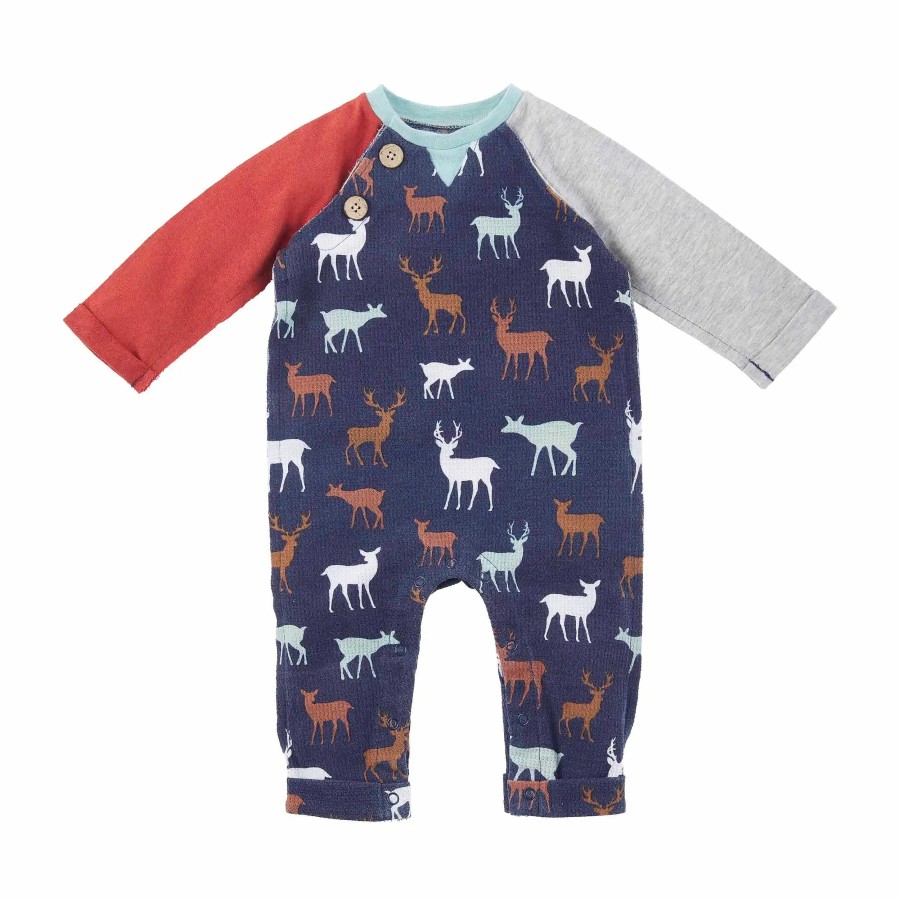 Boy Mud Pie | Waffle One-Piece Romper, Deer