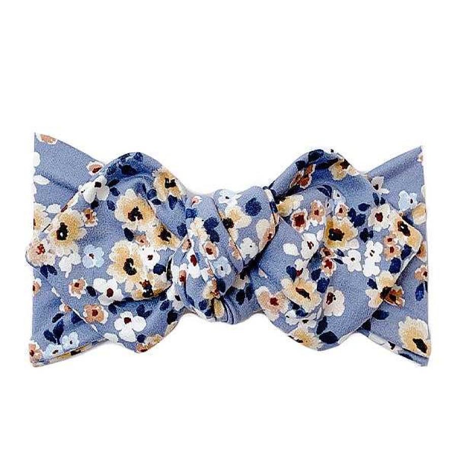 Girl Eyee Kids | Top Knot Headband, Slate Blue Floral