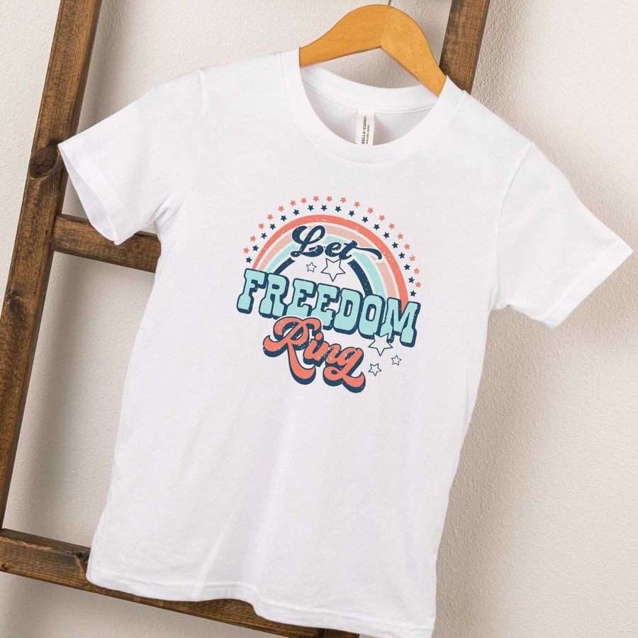 Boy The Juniper Shop | Let Freedom Ring Rainbow Short Sleeve Tee, White