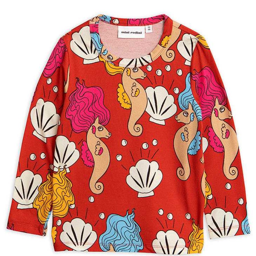 Girl Mini Rodini | Mini Rodini Seahorse Long Sleeve Tee, Red