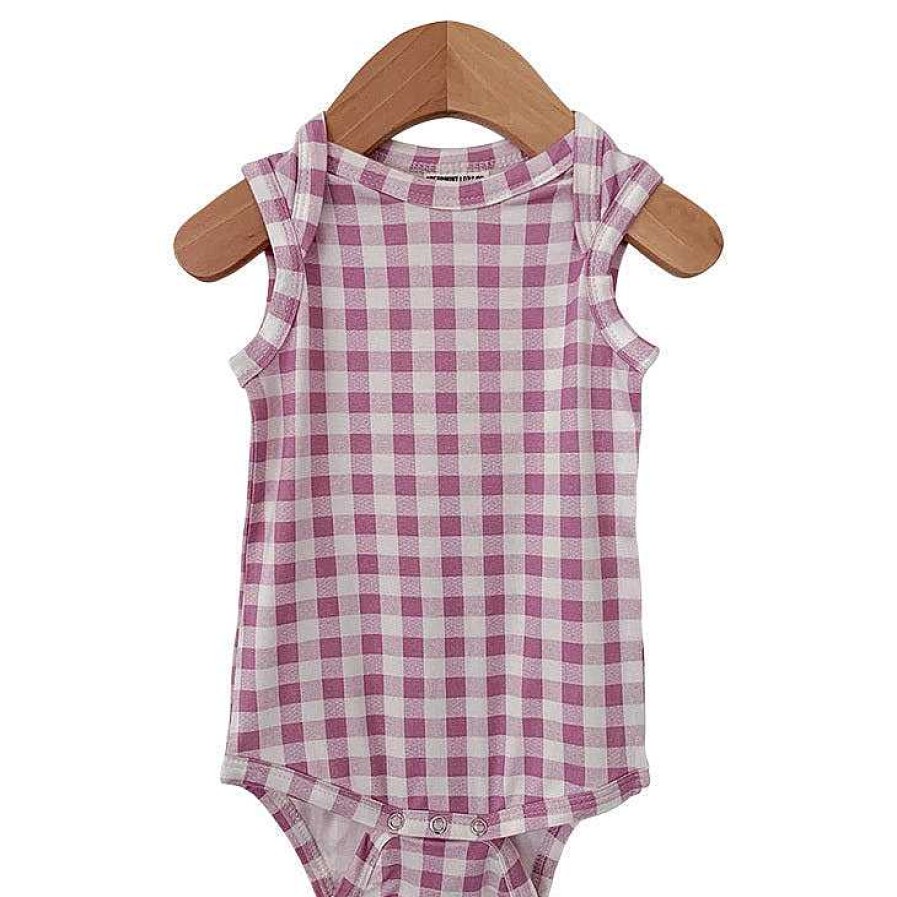 Girl SpearmintLOVE | Sleeveless Bodysuit, Lavender Gingham