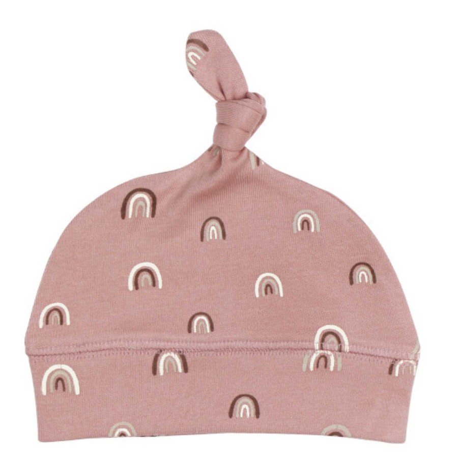 Accessories L'ovedbaby | Organic Banded Knot Beanie, Mauve Rainbow