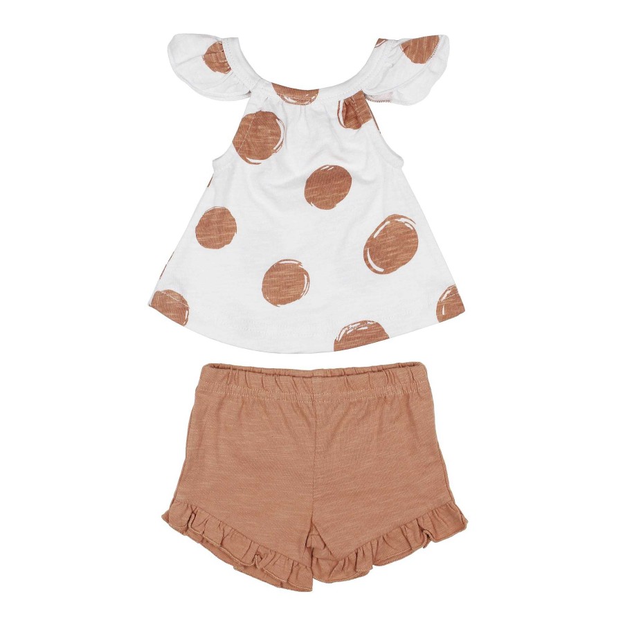 Girl L'ovedbaby | Organic Tank & Tap Short Set, Adobe Dot