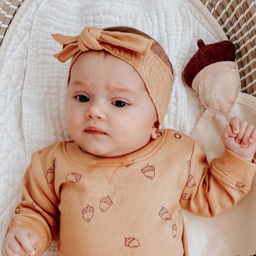 Girl L'ovedbaby | Organic Smocked Tie Headband, Honey