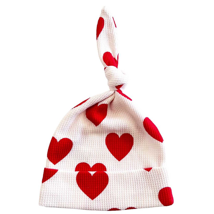 Boy SpearmintLOVE | Organic Waffle Knot Beanie, Red Heart