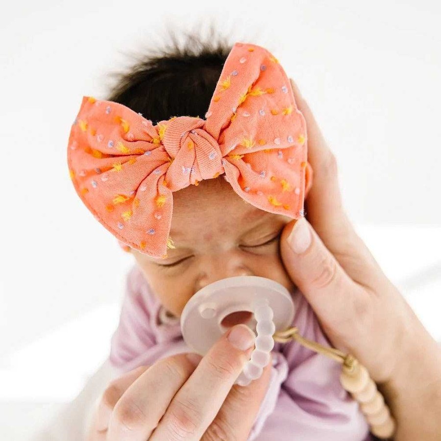 Girl Baby Bling Bows | Shabby Knot Bow, Coral Rainbow Dot