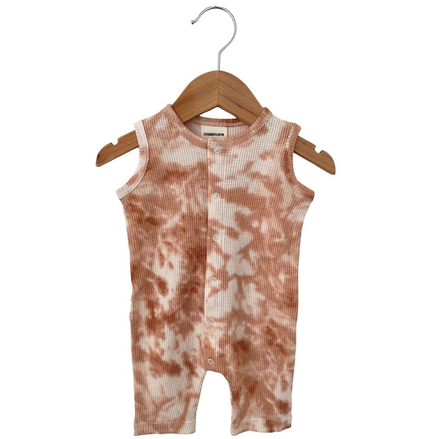 Boy SpearmintLOVE | Organic Waffle Easy Romper, Spice Tie Dye