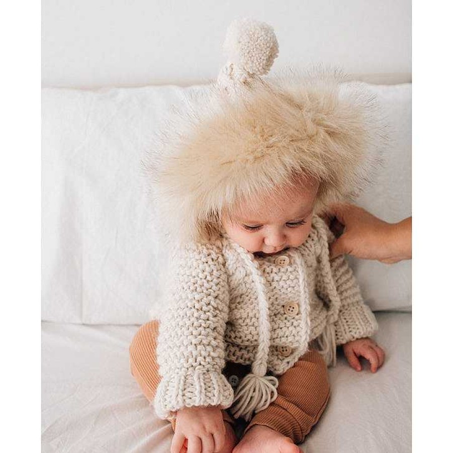 Accessories Huggalugs | Fur Trimmed Bonnet, Natural