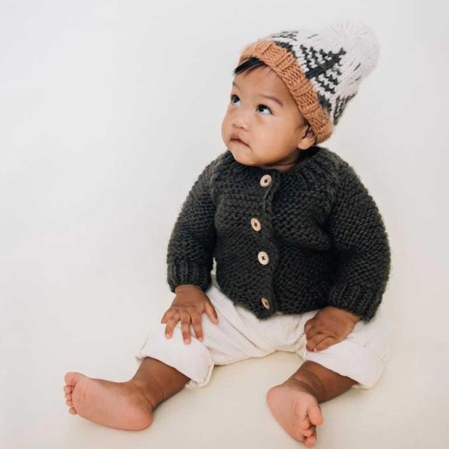 Boy Huggalugs | Garter Stitch Cardigan Sweater, Loden