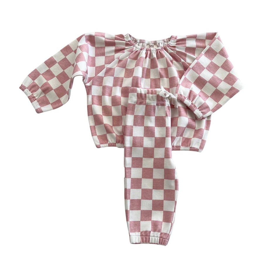 Girl SIIX Collection | Strawberry Shortcake Checkerboard / Organic Mode Top + Pant Set