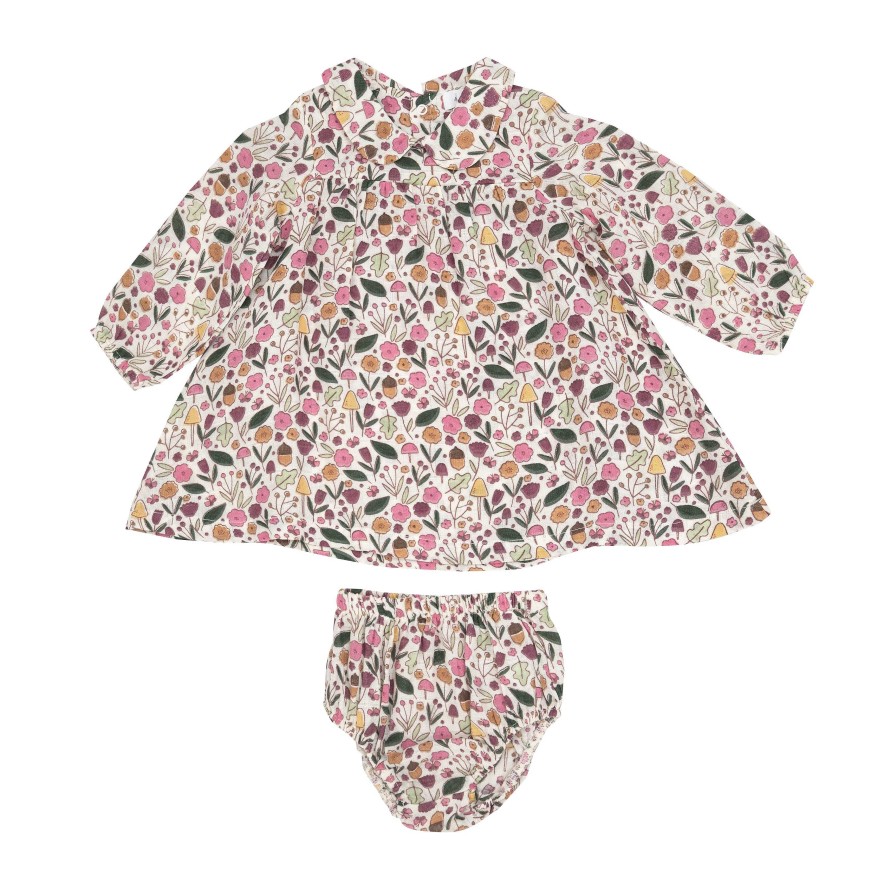 Girl Angel Dear | Peter Pan Collar Dress & Bloomer Set, Acorn Floral