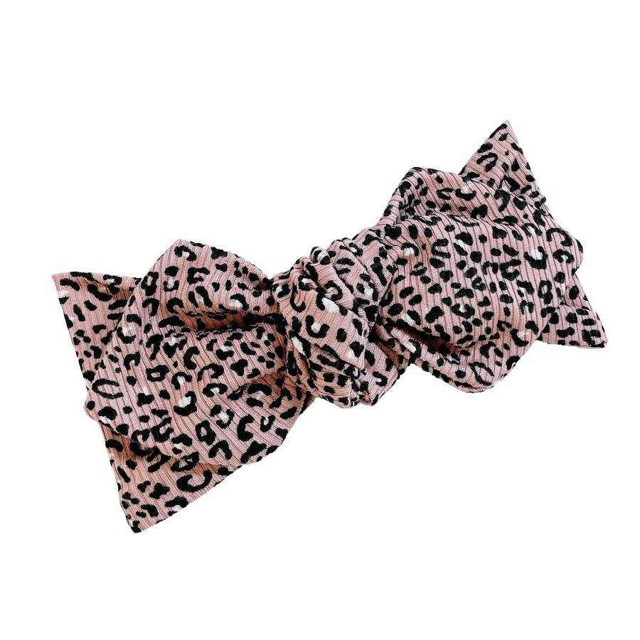 Girl Eyee Kids | Top Knot Headband, Ribbed Mauve Leopard