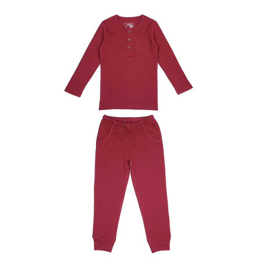 Girl L'ovedbaby | Organic Thermal Lounge Set, Crimson Red