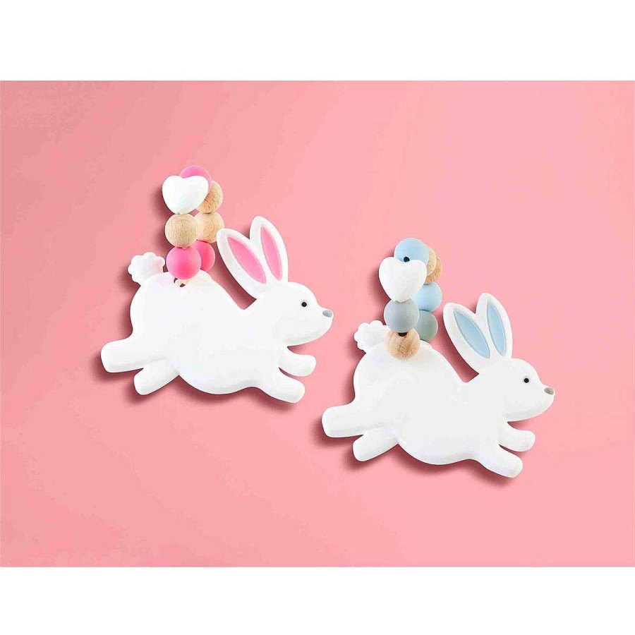 Baby Stuff Mud Pie | Silicone Teether, Pink Bunny