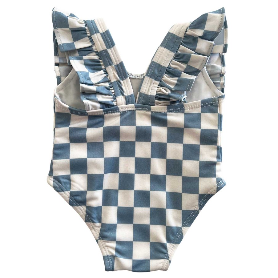 Girl SIIX Collection | Blueberry Muffin Checkerboard / Monaco Swimsuit / Upf 50+