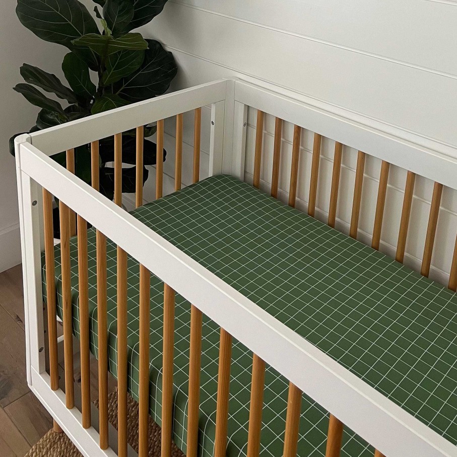 Baby Stuff SpearmintLOVE | Stretch Crib Sheet, Basil Windowpane