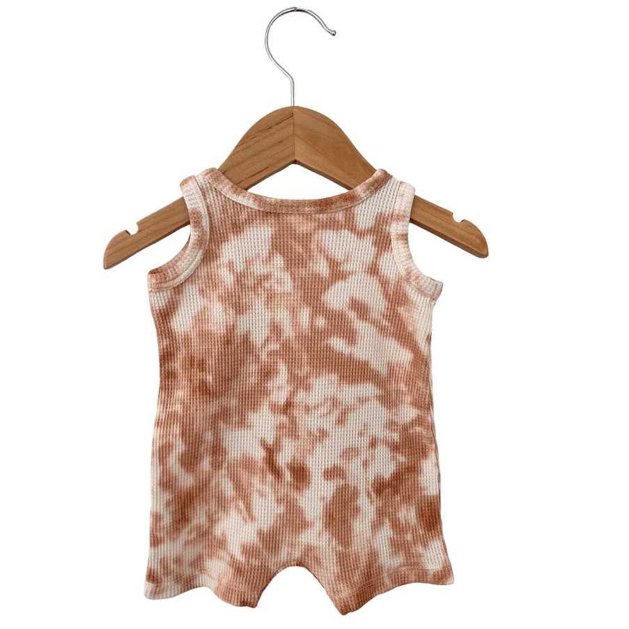 Boy SpearmintLOVE | Organic Waffle Shortie Romper, Spice Tie Dye