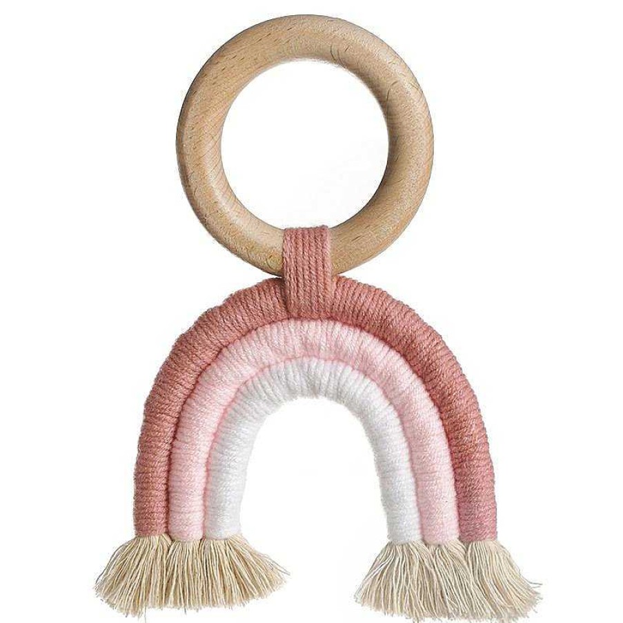 Baby Stuff Ali + Oli | Mini Macrame Rainbow Teething Toy, Pink