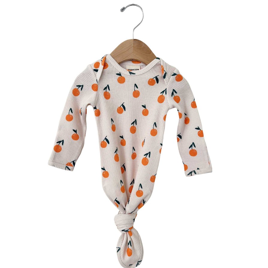 Boy SpearmintLOVE | Organic Waffle Knotted Gown, Oranges