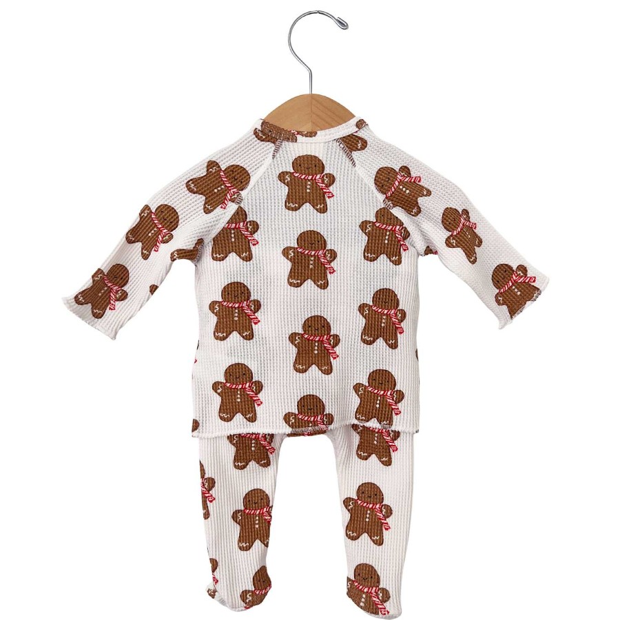 Girl SpearmintLOVE | Organic Waffle Kimono & Pant Set, Gingerbread Man