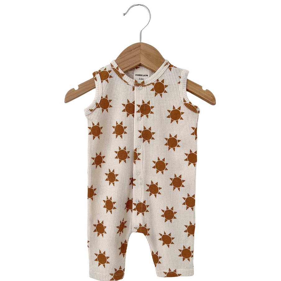 Boy SpearmintLOVE | Organic Waffle Easy Romper, Sun