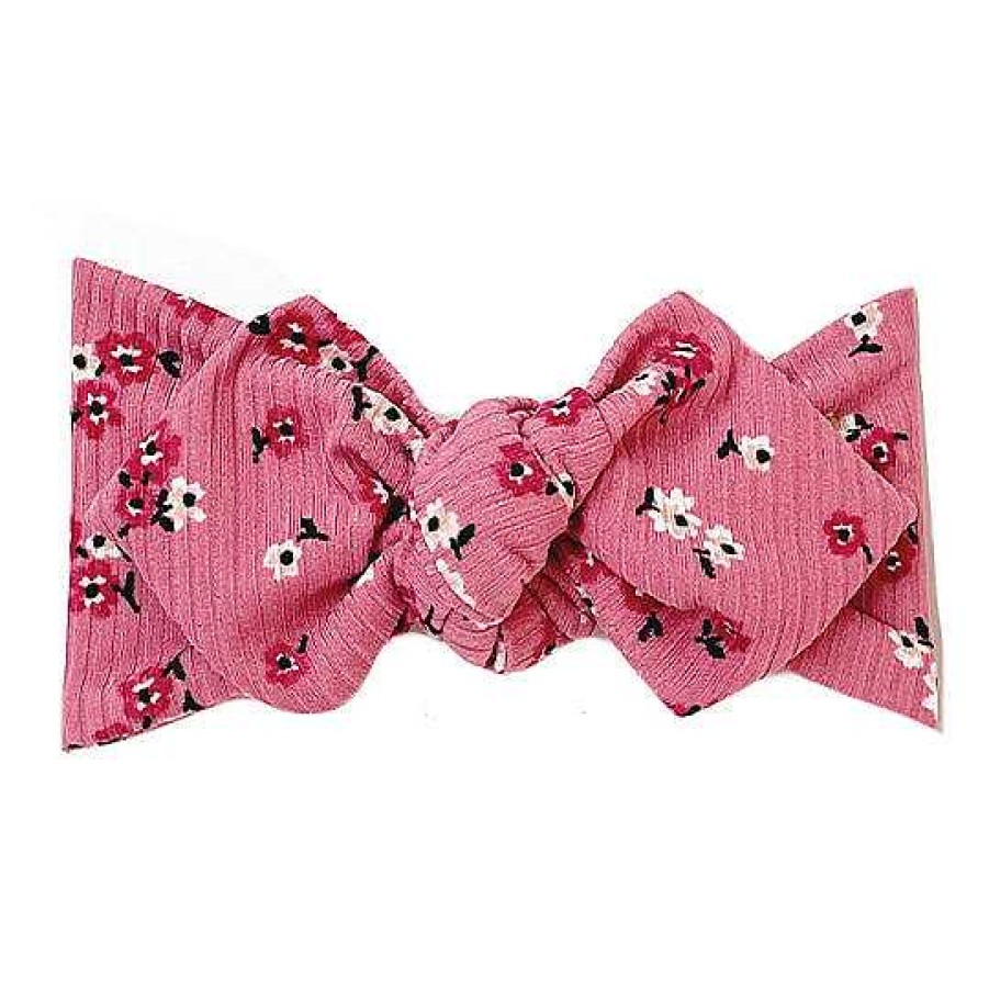 Girl Eyee Kids | Top Knot Headband, Ribbed Mauve Cherry Blossom