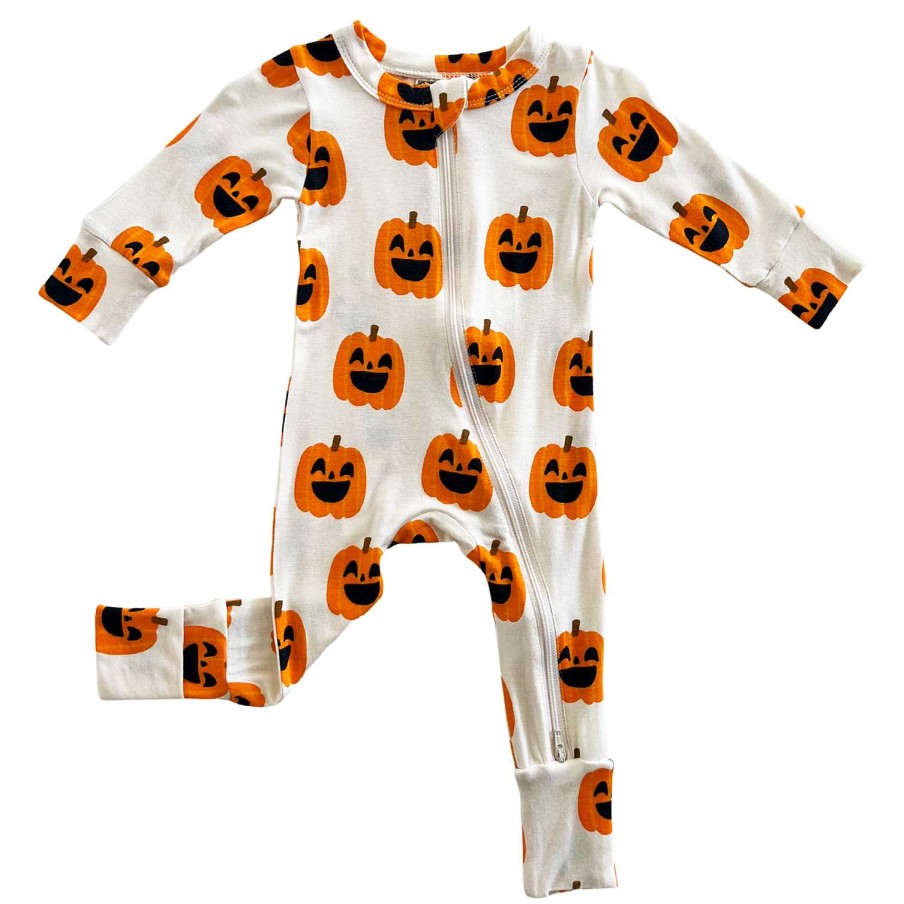 Girl SpearmintLOVE | 2-Way Convertible Zip Romper, Jack-O-Lantern