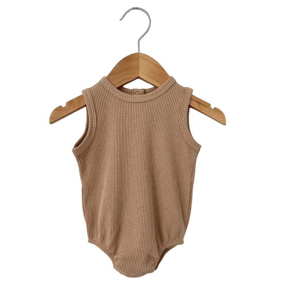 Girl SpearmintLOVE | Organic Waffle Bubble Romper, Tan