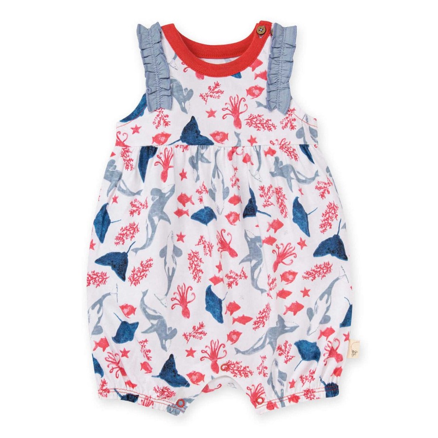 Boy Burt's Bees Baby | Organic Majestic Sea Creatures Bubble Romper